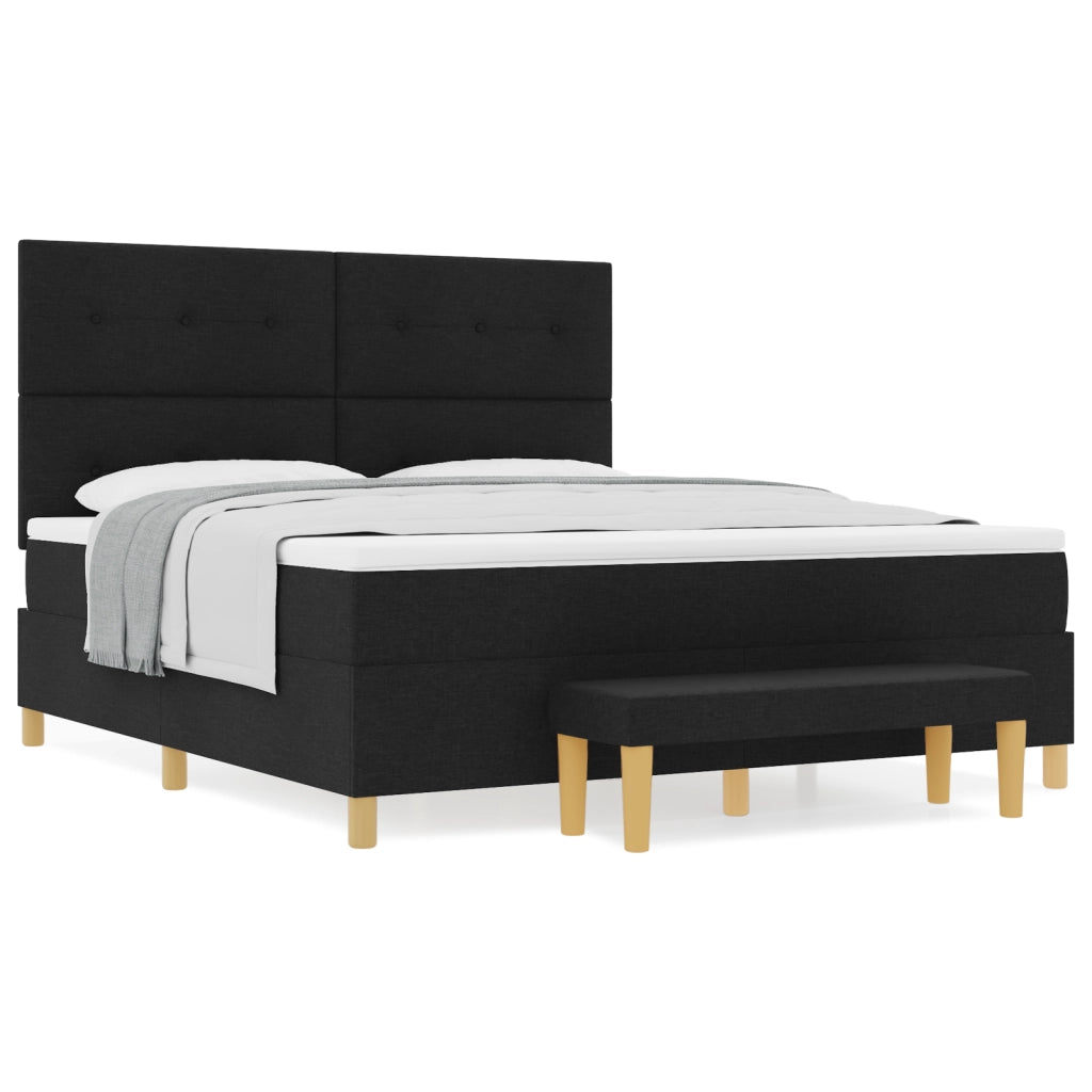 Letto Box Spring con Materasso & Panchina Nero 180x200 cm Tessuto