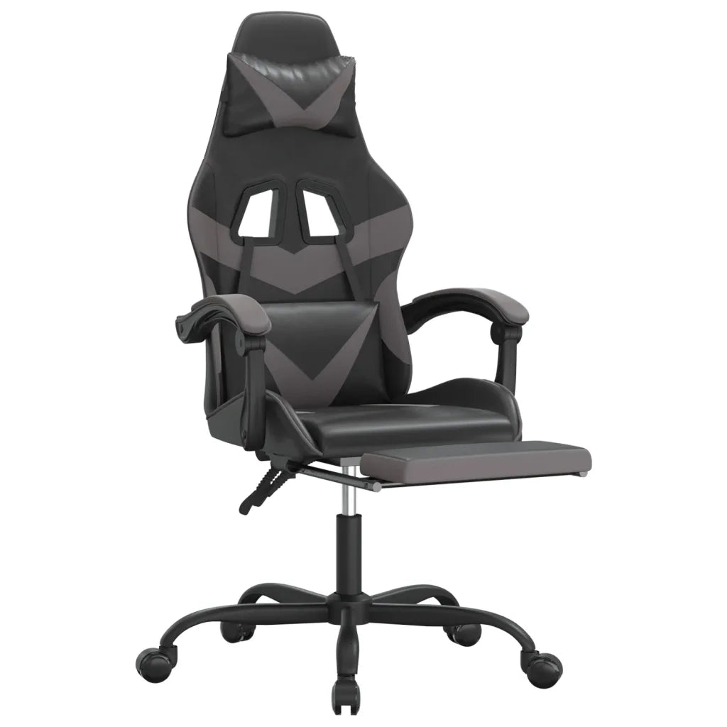 vidaXL Sedia da Gaming con Poggiapiedi Nero e Grigio in Similpelle