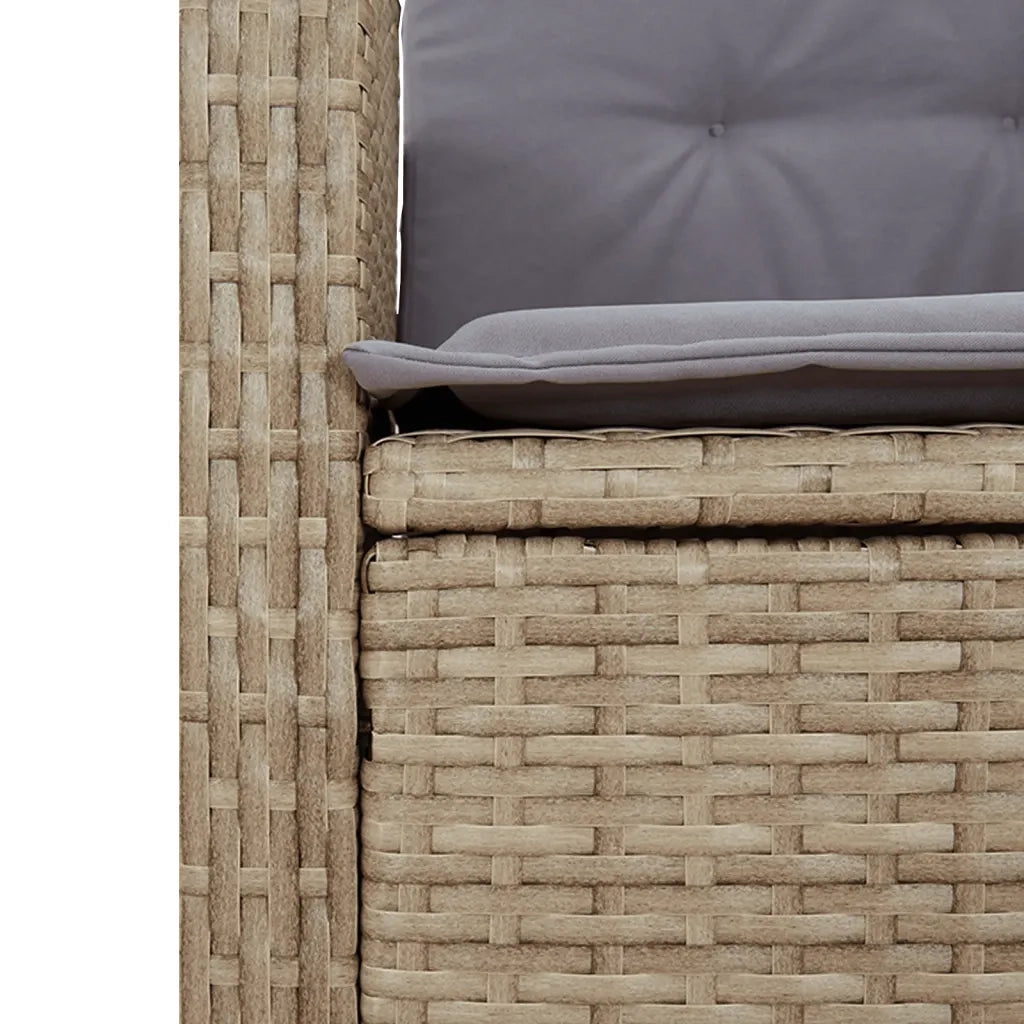 Set Pranzo da Giardino 7 pz con Cuscini Beige Misto Polyrattan