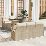 Set di divani da giardino  6 pezzi con cuscini Beige Polyrattan