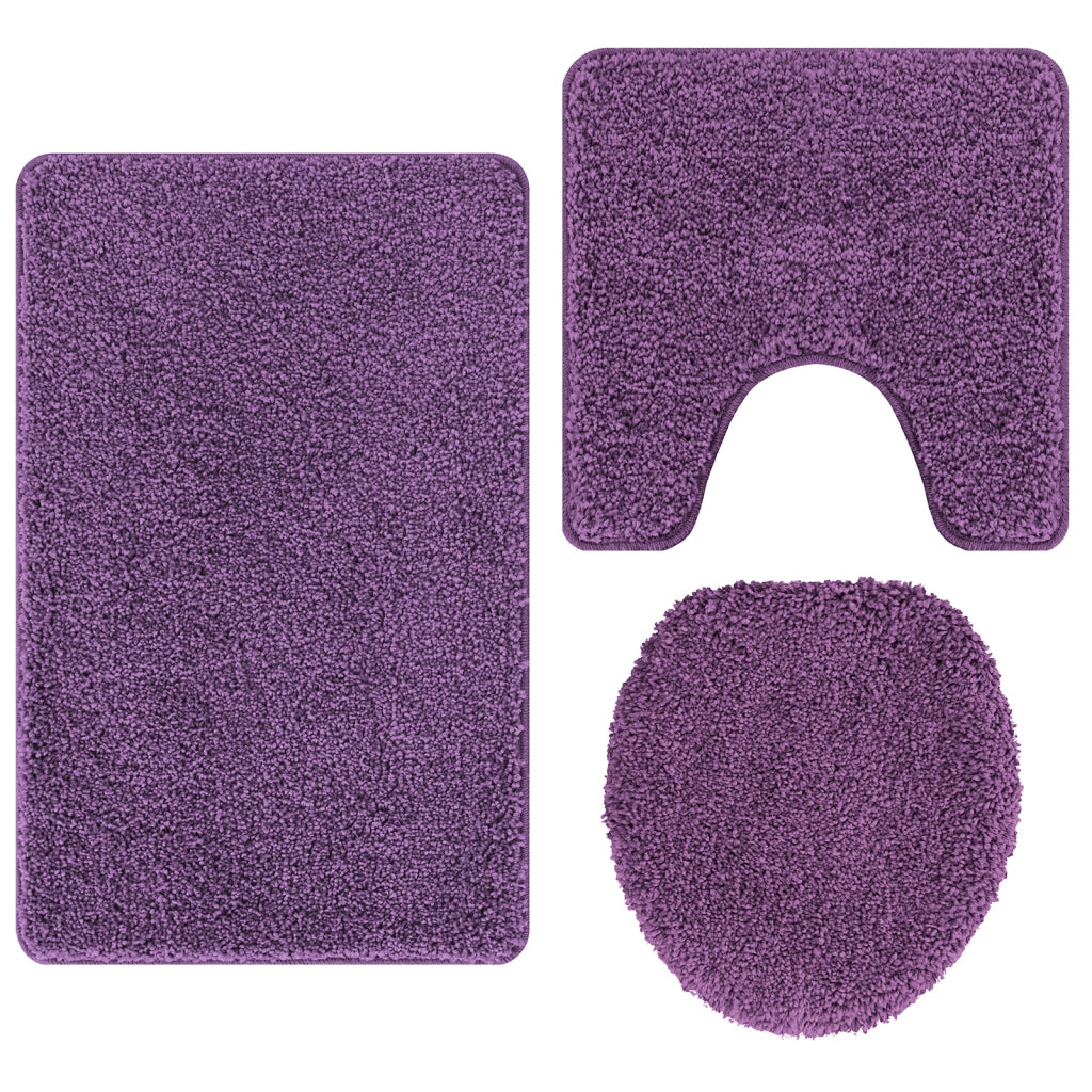 Set di 3 tappetini da bagno viola in polipropilene antiscivolo