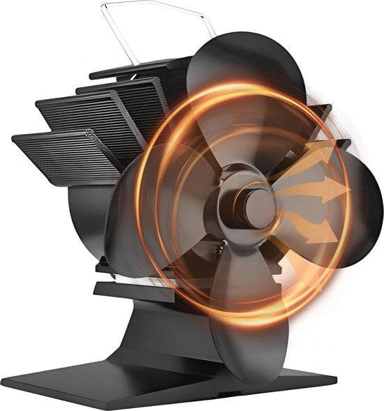 Ventilatore a quattro pale per camino a legna per una distribuzione ottimale del calore senza elettricità