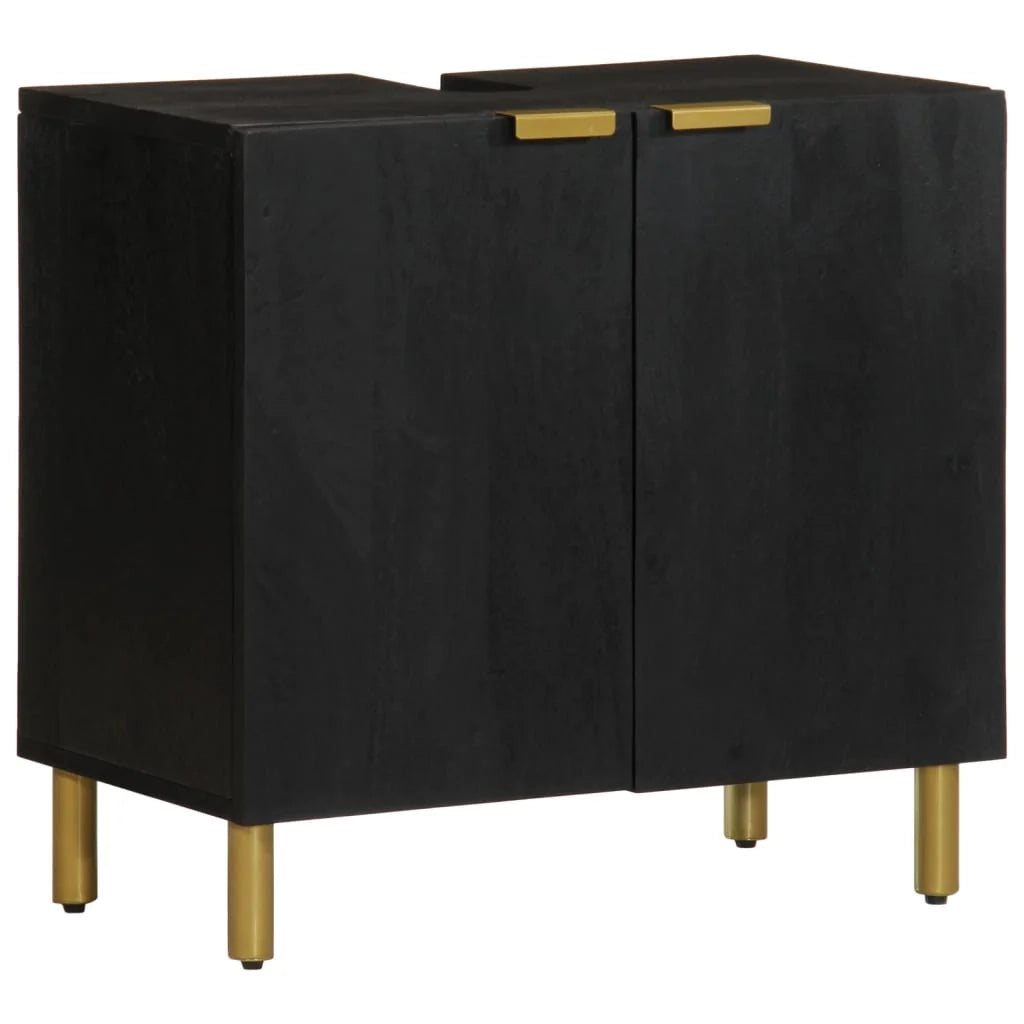 Mobile lavabo moderno con contenitore 62 x 33 x 58 cm stile industriale legno ingegnerizzato nero 02_0057722