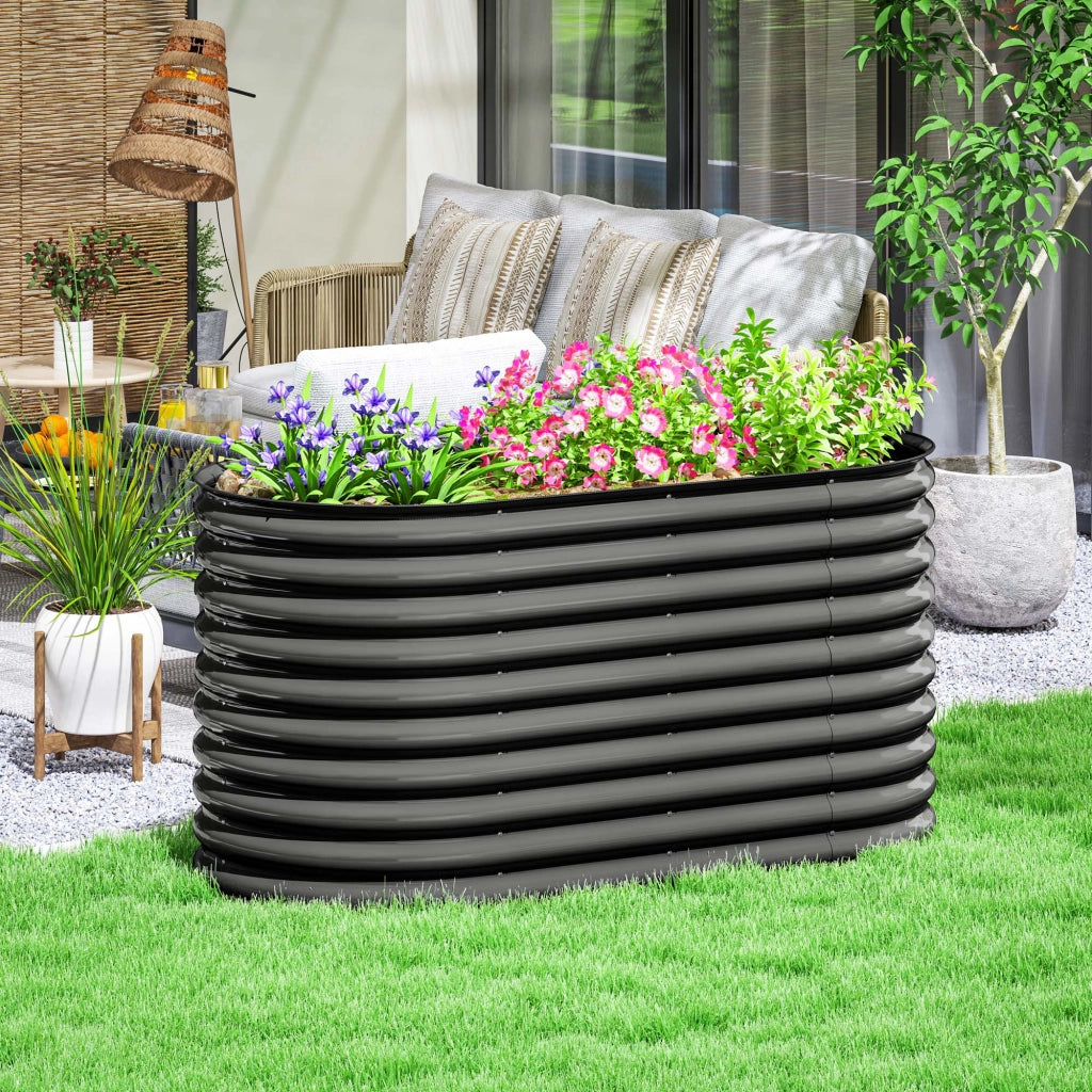 Letto rialzato da giardino in acciaio, modulare, 160x80x80 cm, grigio scuro