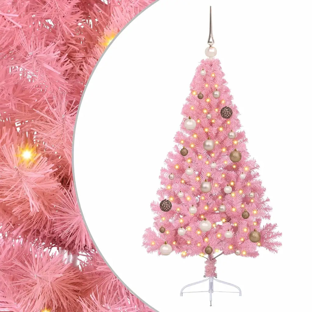 Albero di Natale artificiale con luci integrate Rosa 150 cm PVC 3397061