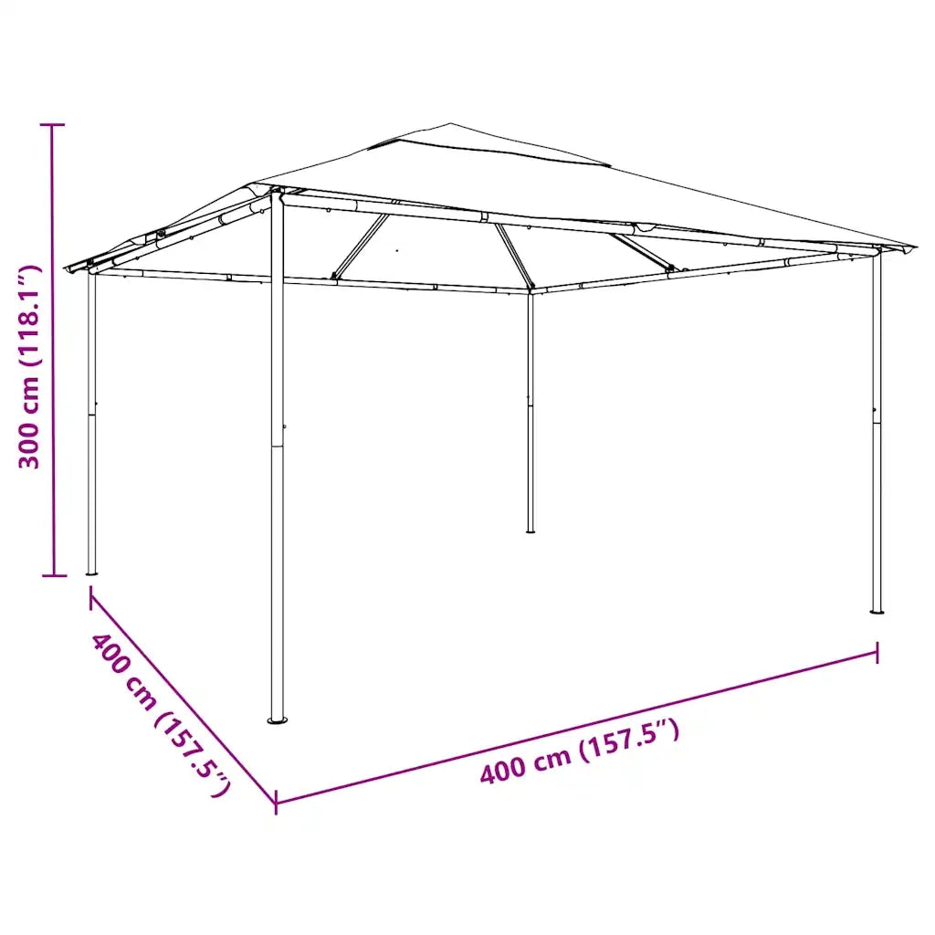 Gazebo da Giardino 4x4x3 m Antracite 180 g/m² 312238