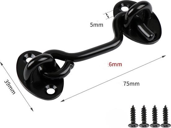 3 pollici di privacy, catena e occhiello per porta di garage, catena di sicurezza per porta di garage, serratura per porta di garage, catena per finestra, catena per porta, catena per finestra, porta di garage, porta di casa (lot da 2) - nero - 7,62 cm