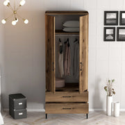 Armadio Camera da Letto Paolina, Guardaroba 2 Ante un Ripiano, 80x201h cm Marrone Noce