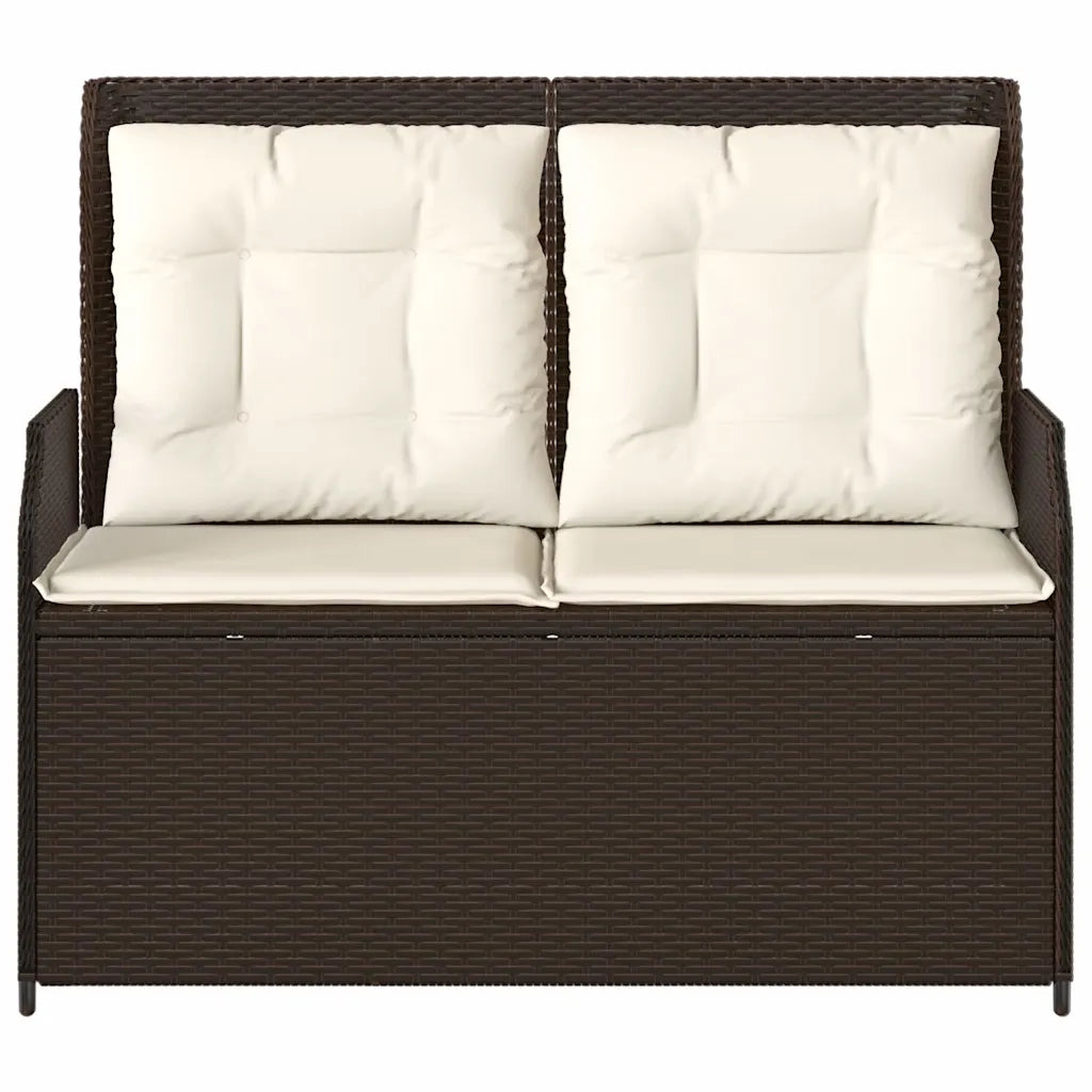 Panca Reclinabile da Giardino con Cuscini Marrone in Polyrattan 368956