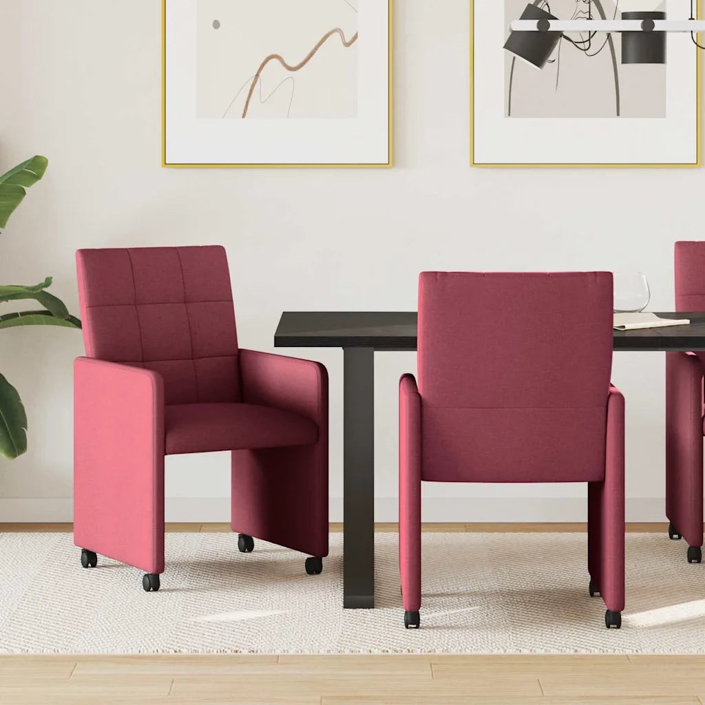 Sedie da Pranzo con Ruote 2 pcs Rosso vino 58 x 65 x 94 cm 42017832