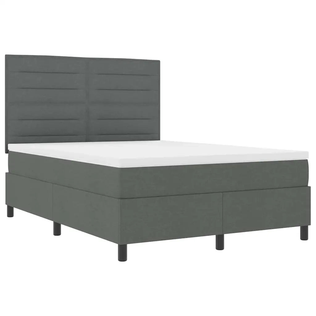 Letto a molle con materasso Grigio scuro 140 x 190 cm Tessuto 3342789