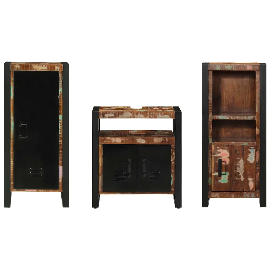 Set di mobili per il bagno 3 pcs Legno Recuperato Massello