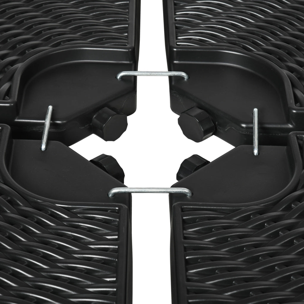 EasyComfort Base per Ombrellone a Braccio da 4 Pezzi in HDPE Riempibili con Acqua e Sabbia, Ø100x8 cm, Nero