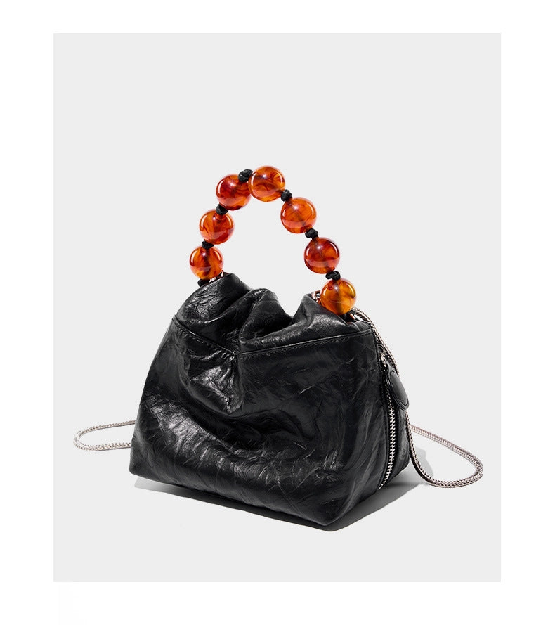 Borsa a tracolla Stachel da donna in vera pelle nera