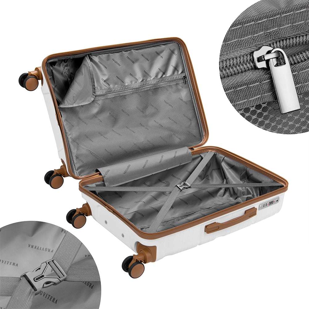 Set 4 Valigie Rivestimento Rigido Polipropilene Bianco Perla Maniglia Telescopica