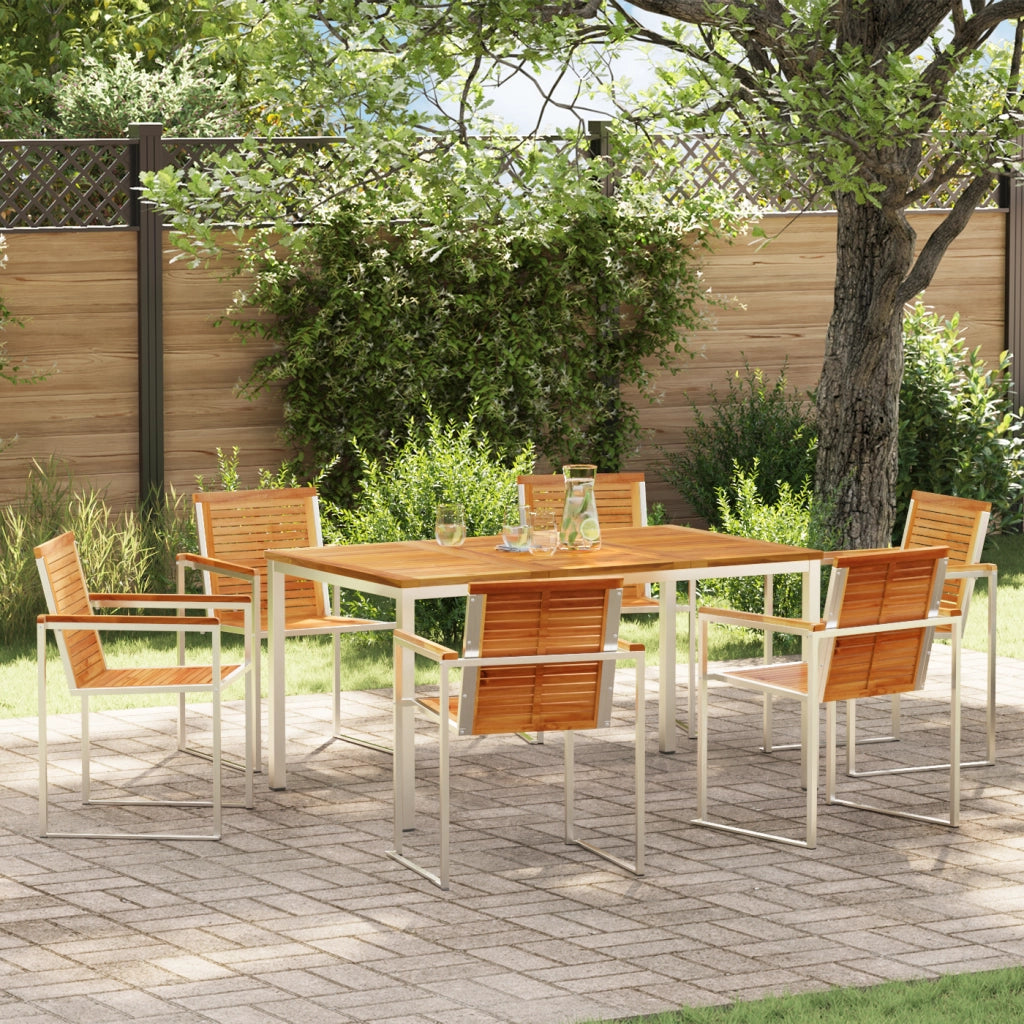 Set da pranzo da giardino  7 pezzi in legno massello di teak