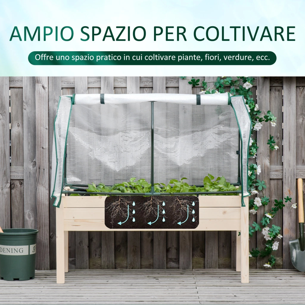 Letto Rialzato in Legno per Orto e Fiori ¨C Zephmum ¨C 121x55x117 cm Color Legno