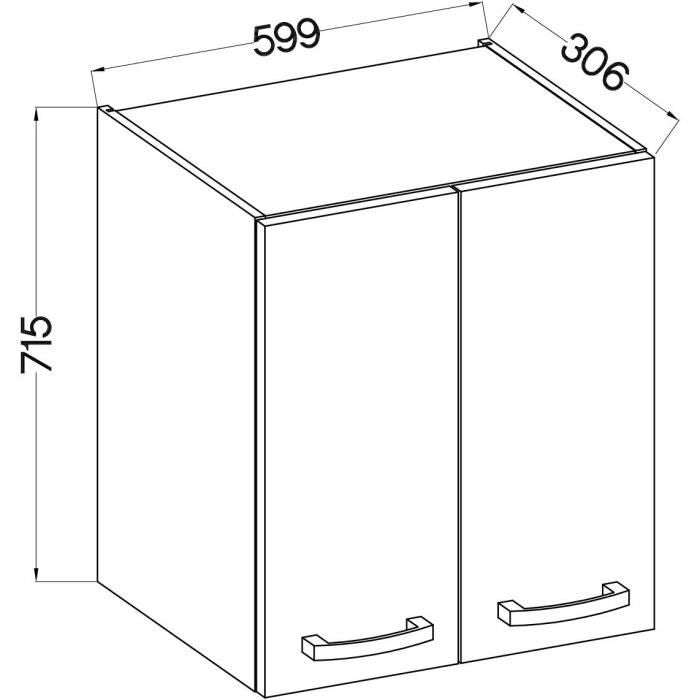 Mobile alto con ante battenti - Grigio opaco - L 60 cm x P 31,6 x H 72 cm - LASSEN