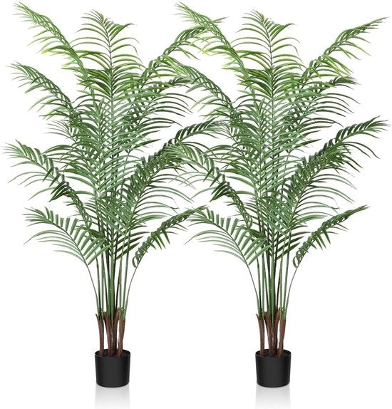 Pianta artificiale palme 150 cm pianta artificiale pianta in plastica grande palma areca in vaso decorazione verde per sala soggiorno balcone camera da letto (2 pezzi)