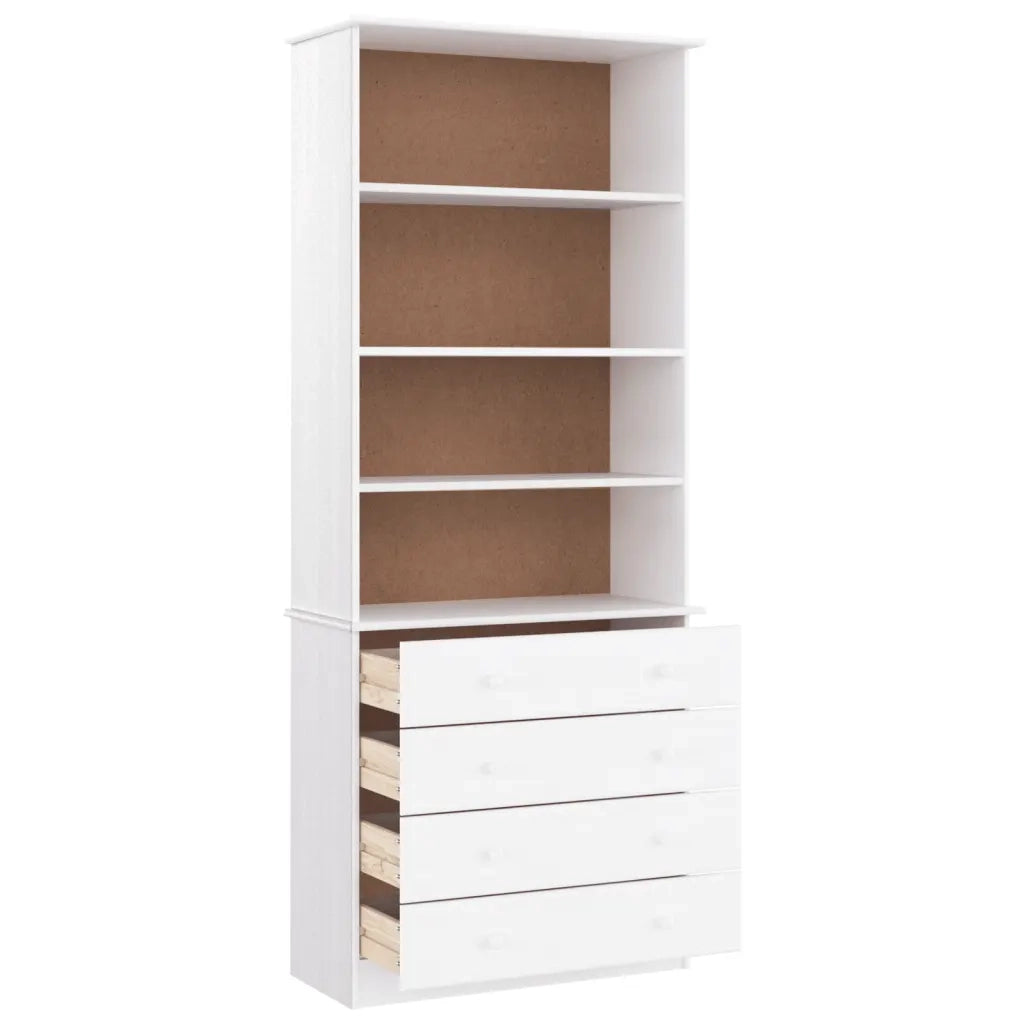 Libreria con Cassetti ALTA Bianca 77x35x186,5 cm Massello Pino 353954