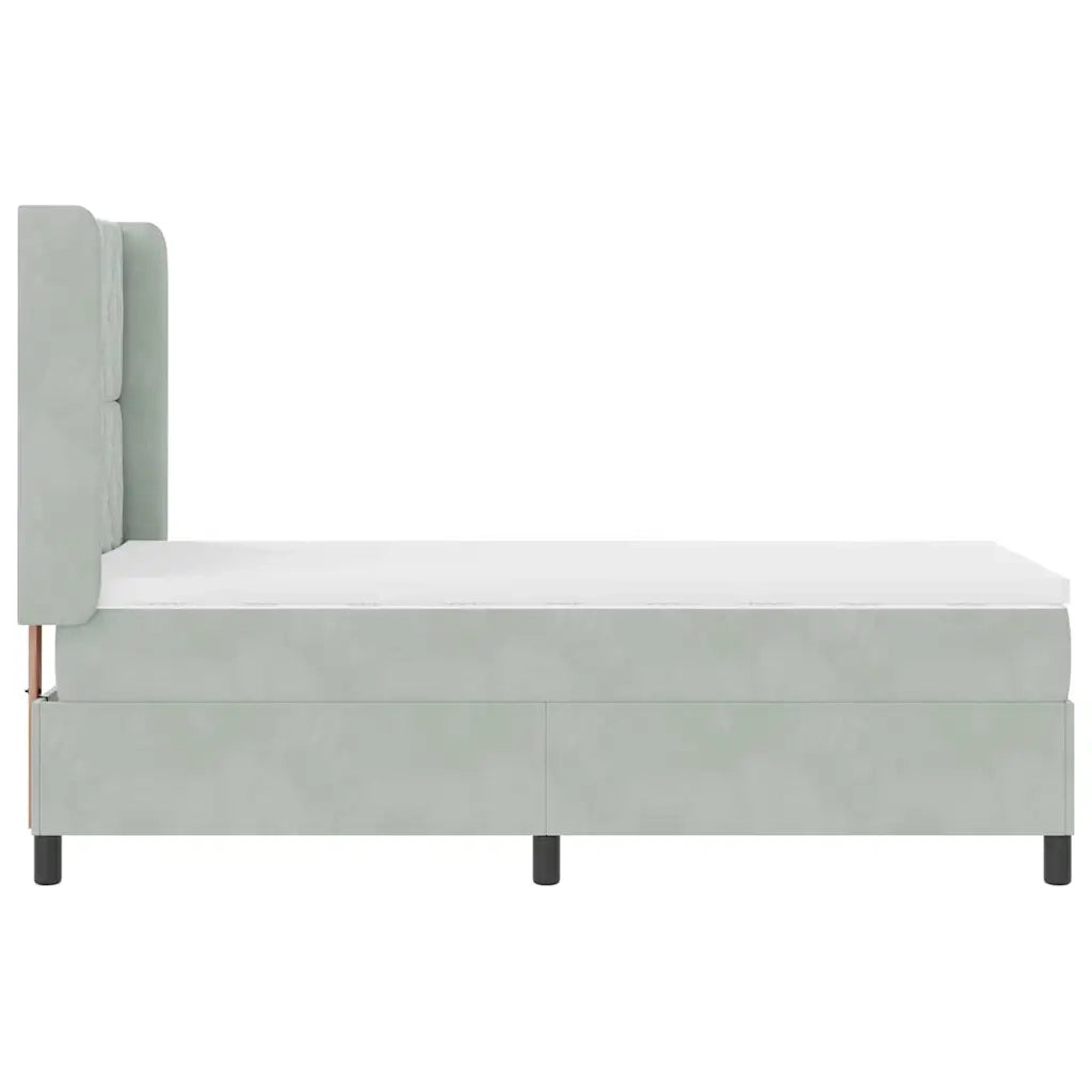 Letto a molle con materasso Grigio chiaro 100 x 200 cm Velluto 3343802