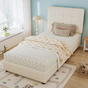 Letto Singolo Imbottito con Testiera ¨C MINIMAL ¨C Beige, 90x200 cm