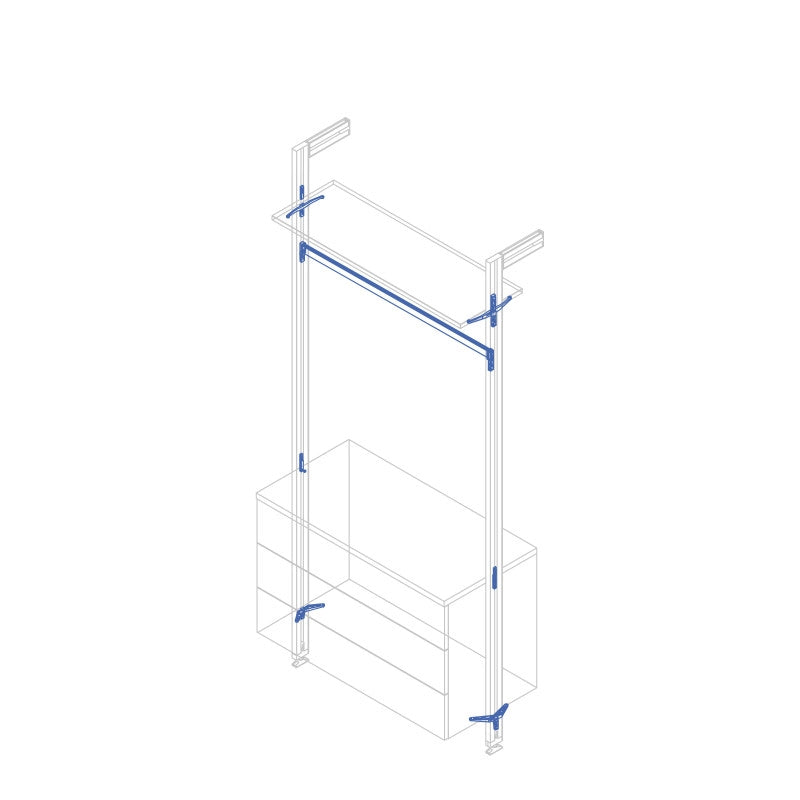 Kit di staffe per 1 ripiano in legno, 1 modulo e 1 asta di sospensione, lunghezza 1 m Zero, Zama, Verniciato nero test..