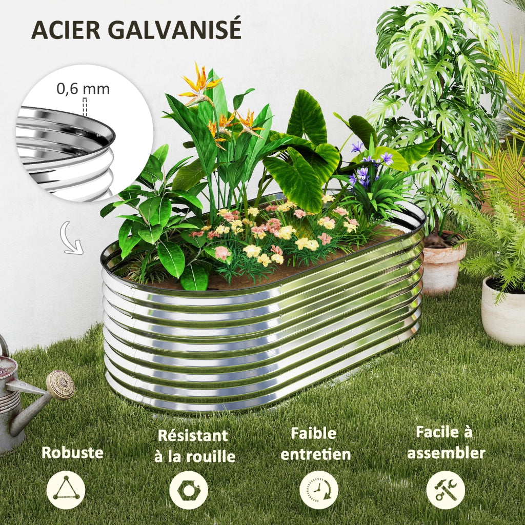 Letto da giardino rialzato ¨C Zephmum ¨C Argento 160x80x56 cm