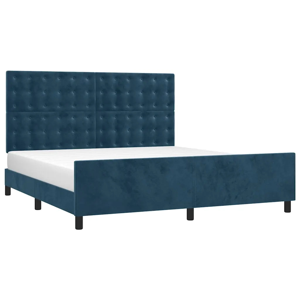 Giroletto senza Materasso Blu Scuro 160x200 cm in Velluto