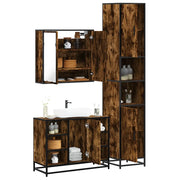 Set Mobili da Bagno 3 pz Rovere Fumo in Legno Multistrato