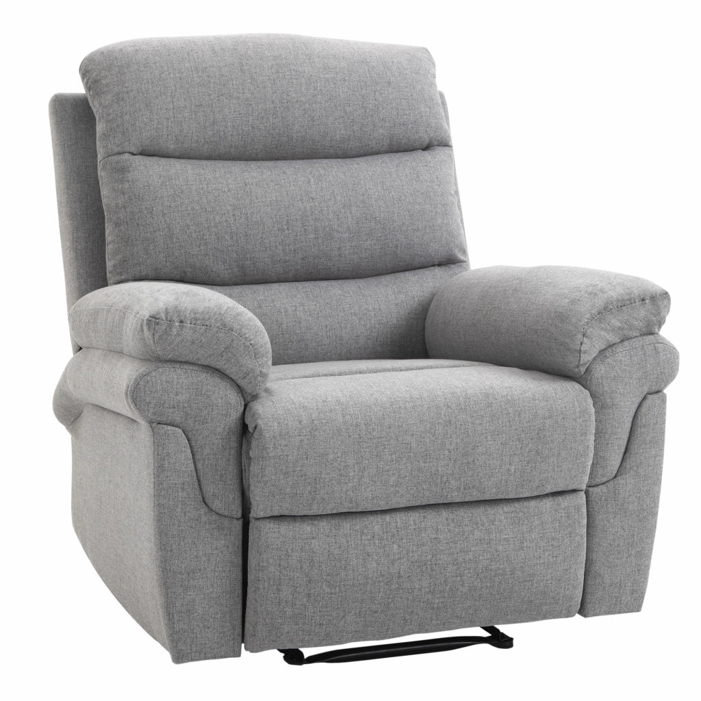 Poltrona Relax Reclinabile Manuale con Poggiapiedi Regolabile in Tessuto Grigio Chiaro ¨C zephmum ¨C 100x90x80