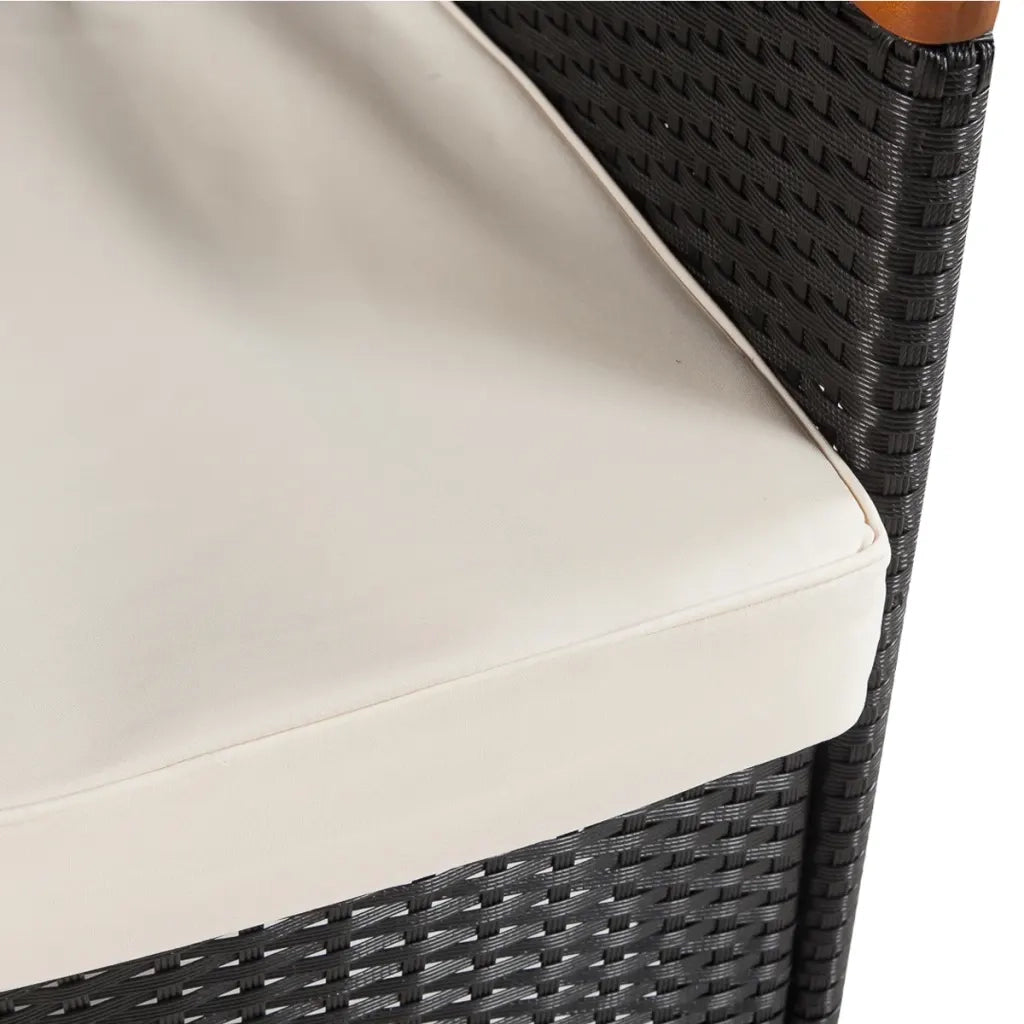 Set da Pranzo da Giardino 5 pz con Cuscini in Polyrattan Nero  cod mxl 44252