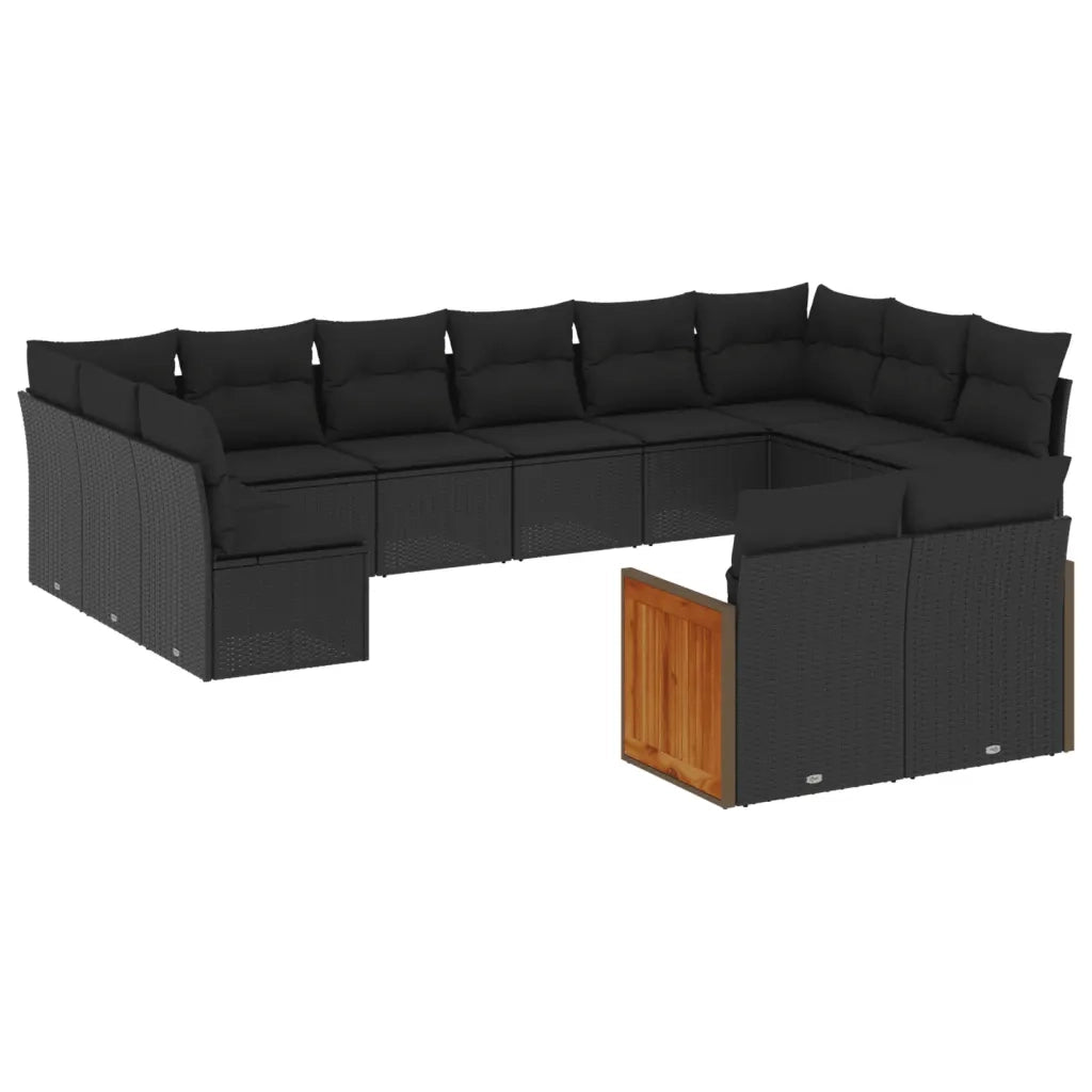 Set Divani da Giardino 12 pz con Cuscini Nero in Polyrattan 3228120