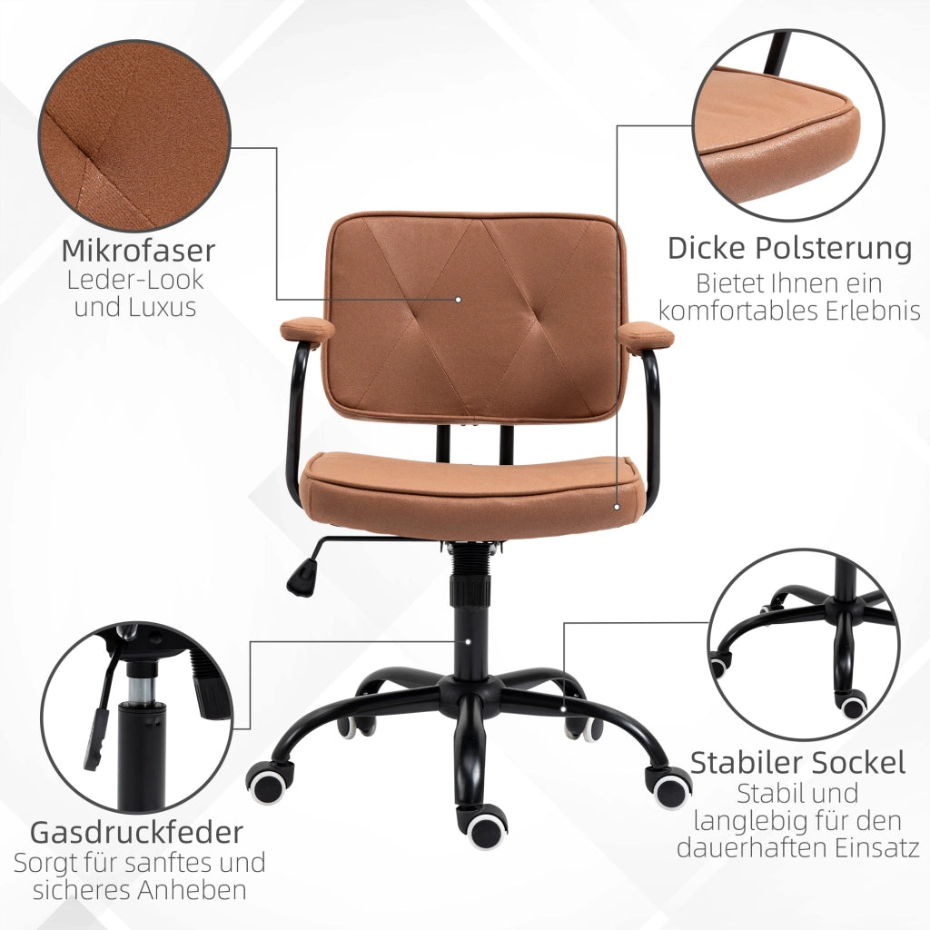 Sedia da ufficio con rotelle regolabile in altezza ¨C zephmum ¨C marrone 61x58x82-91 cm