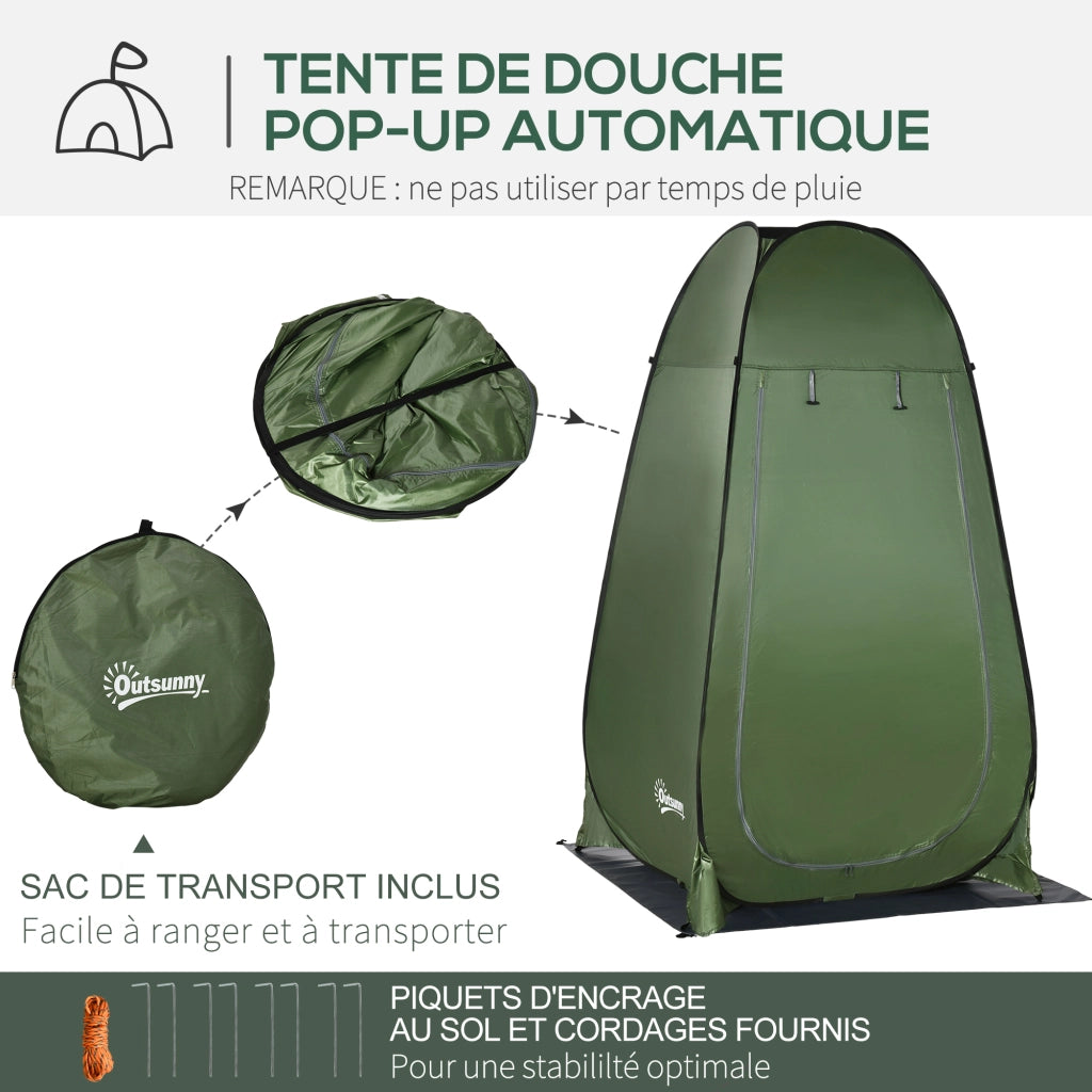 Tenda Doccia Camping Pieghevole Pop Up ¨C zephmum ¨C Verde Poliestere 126x124x198 cm
