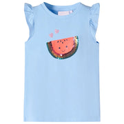 Maglietta da Bambina con Maniche Volant Azzurra 140cod mxl 109314