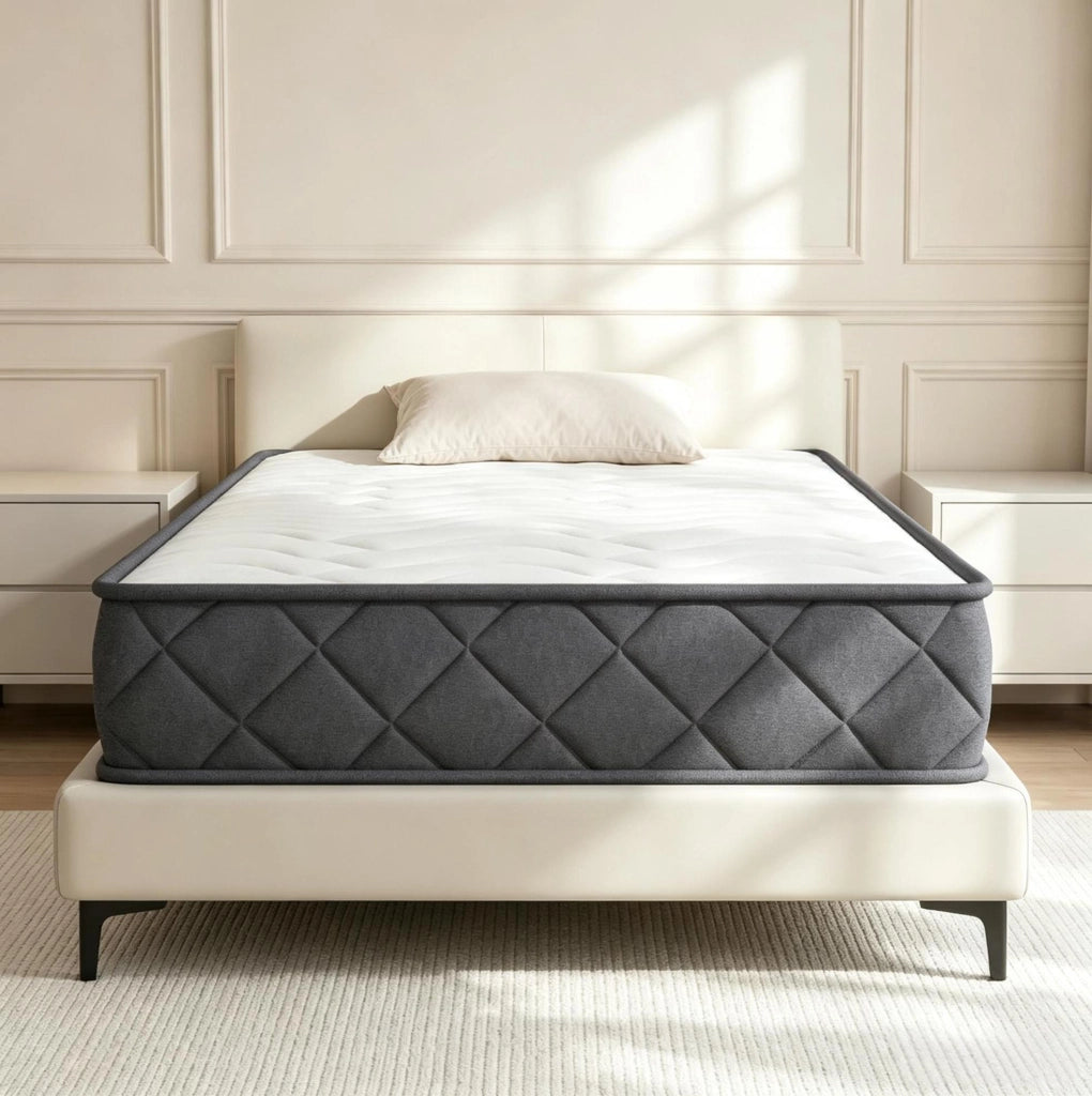 Materasso 90x190 cm in memory foam e schiuma ondulata; 20 cm; bianco e grigio