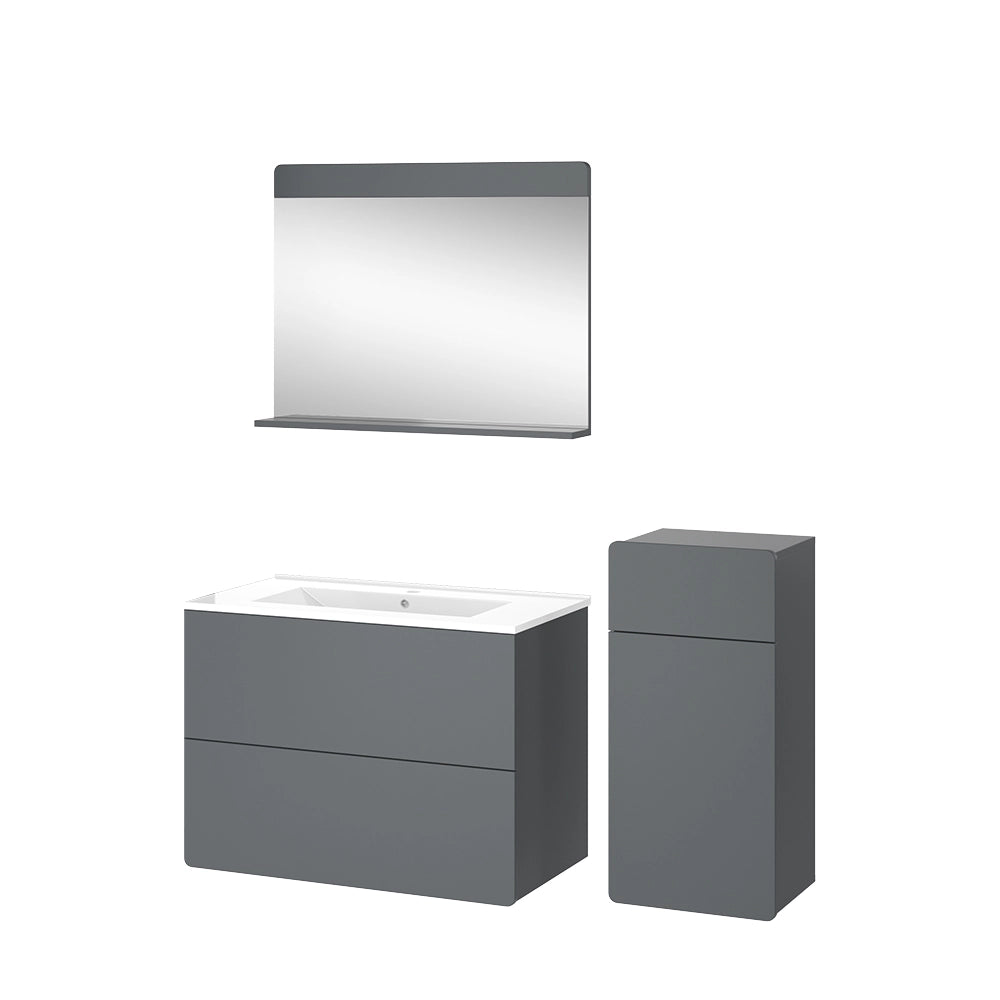 Vicco Set mobili bagno Grigio 4 pezzi con unità midi