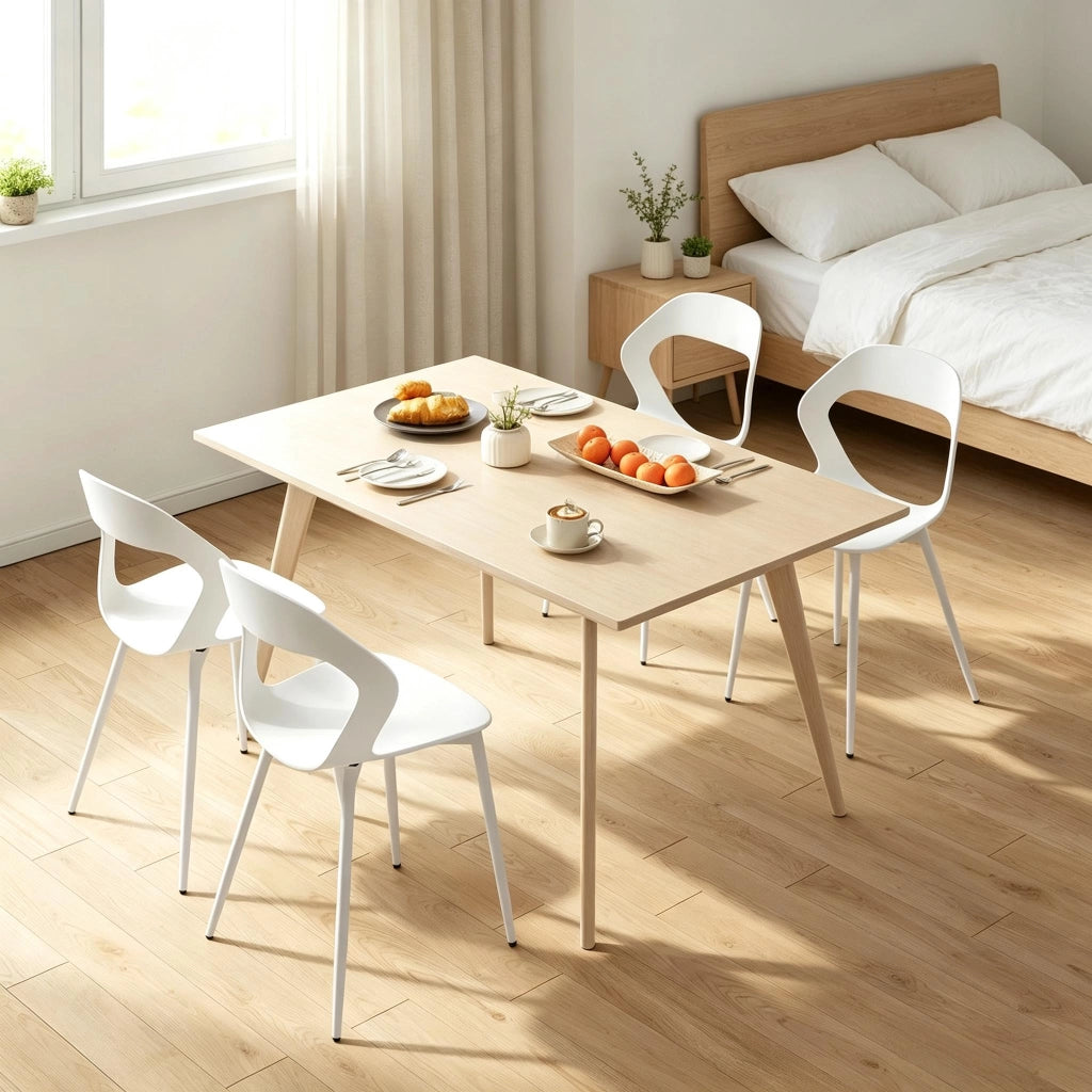 Set di sedie da pranzo a 4 posti in pp e metallo bianco con schienale ergonomico e struttura stabile 51 × 44 × 83 cm