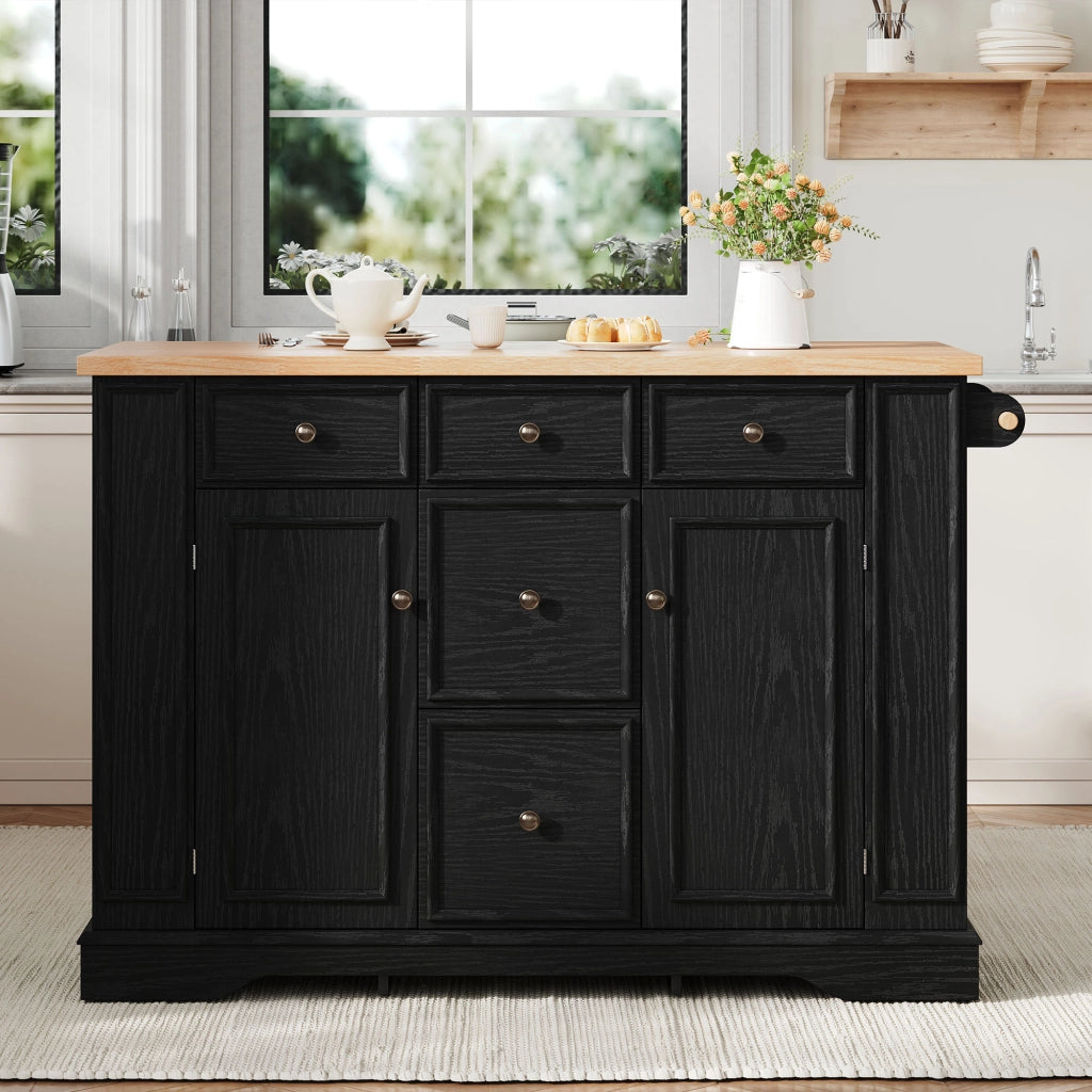 Isola Cucina Allungabile con Cassetti e Prese ¨C MINIMAL ¨C Nero