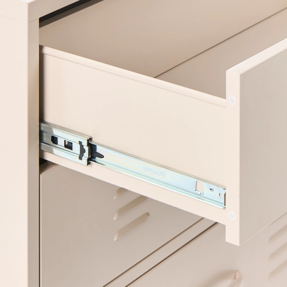 Cassettiera a 4 cassetti in acciaio metallico beige stile industriale per casa ufficio e soggiorno
