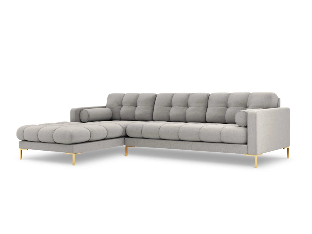 Cosmopolitan Design - Divano angolare sinistro "Bali" 5 posti in tessuto strutturato grigio chiaro 