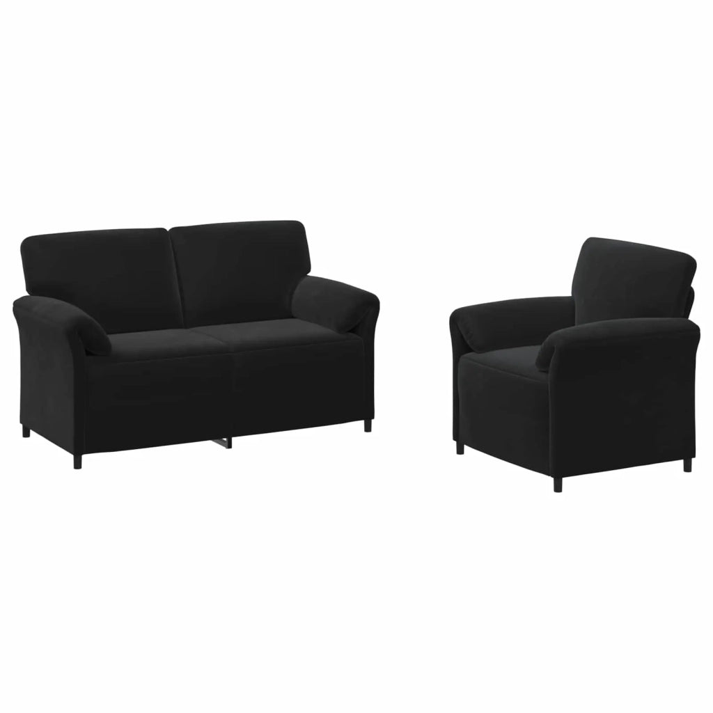 Set di divani 2 pz Nero Velluto 3424905