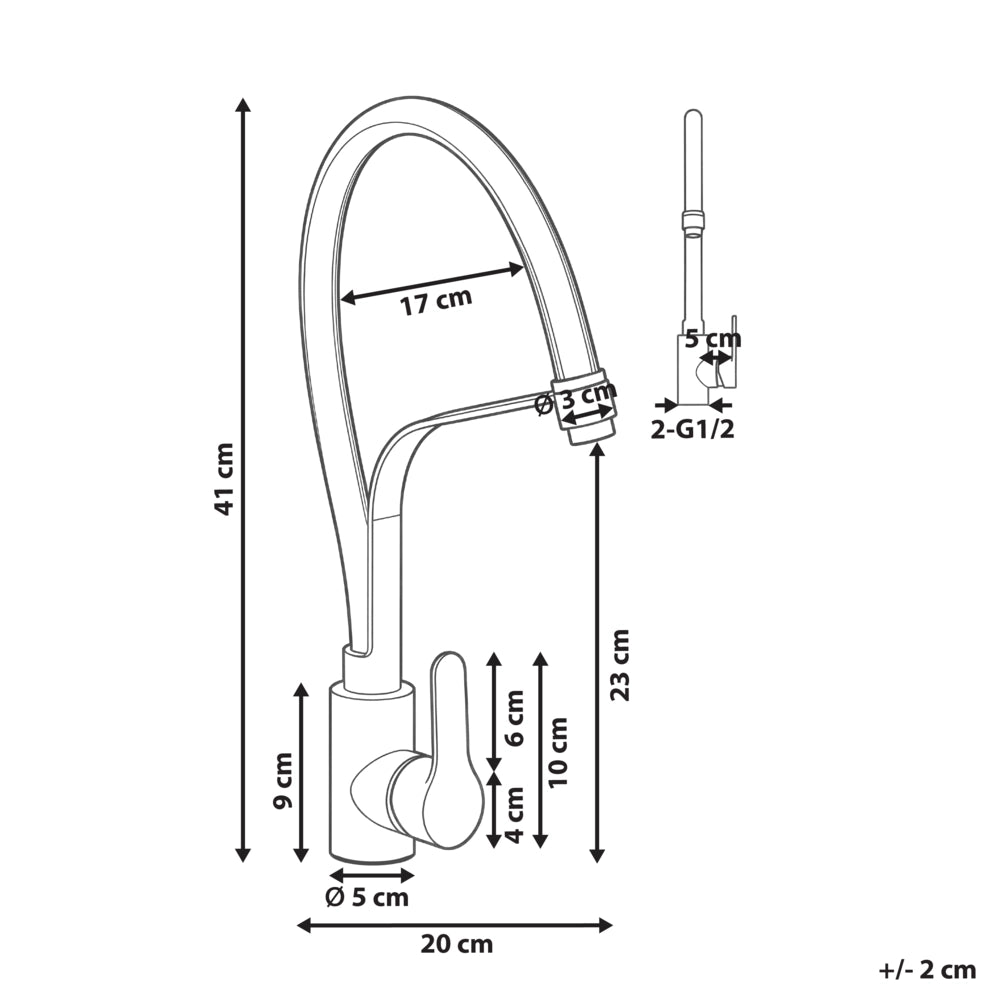 Rubinetto da cucina in acciaio inossidabile argento, miscelatore girevole ed estraibile con aeratore e doccetta, design moderno