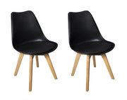Sedia in plastica nera, sedia da pranzo piede in legno (2 pz) - Mia - SD10MIPL