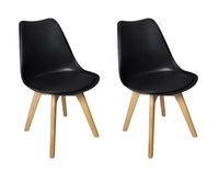 Sedia in plastica nera, sedia da pranzo piede in legno (2 pz) - Mia - SD10MIPL