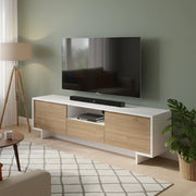 Atina, Mobile Porta tv un Cassetto Made in Italy, 170x42x48h cm Bianco