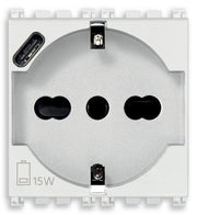VIMAR Presa 2P+T 16A universale + USB C bianco - 19210.USB.B