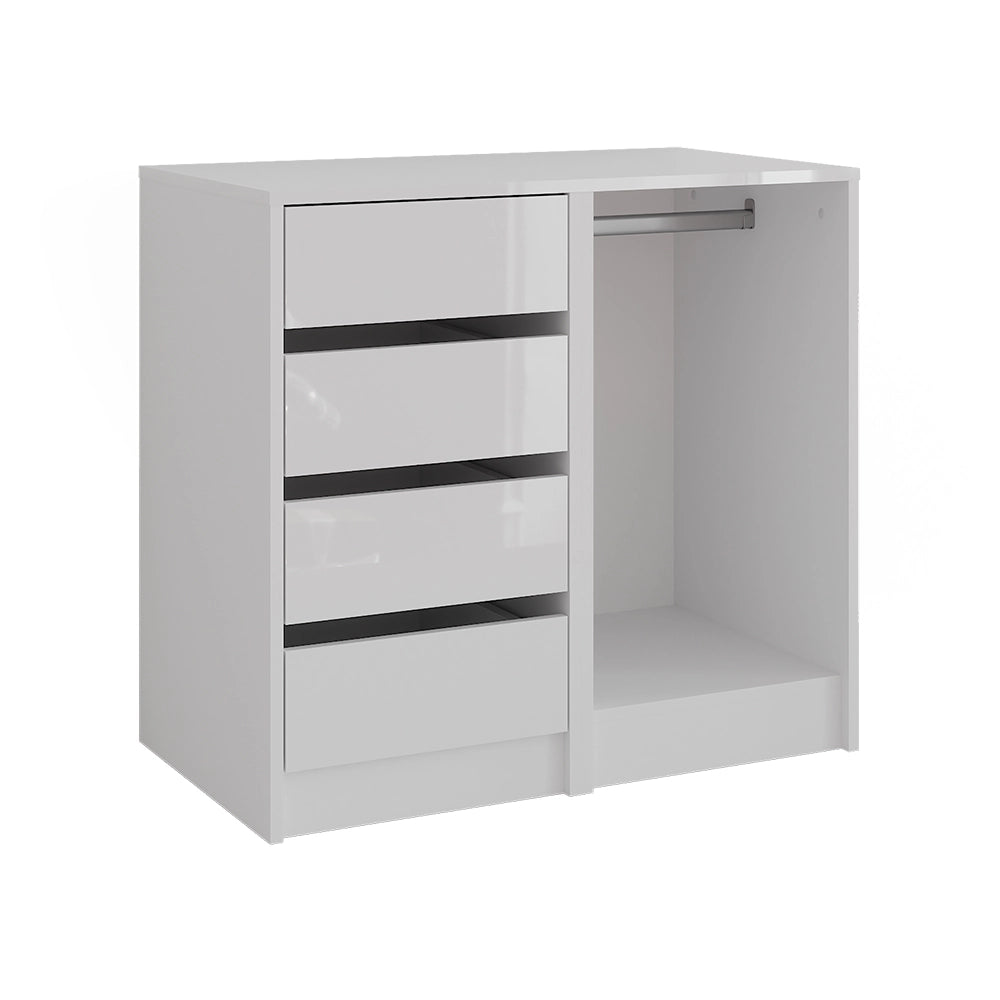 Vicco Cassettiera per camera da letto Bianco/bianco lucido 80.2 x 76 cm 2 parti