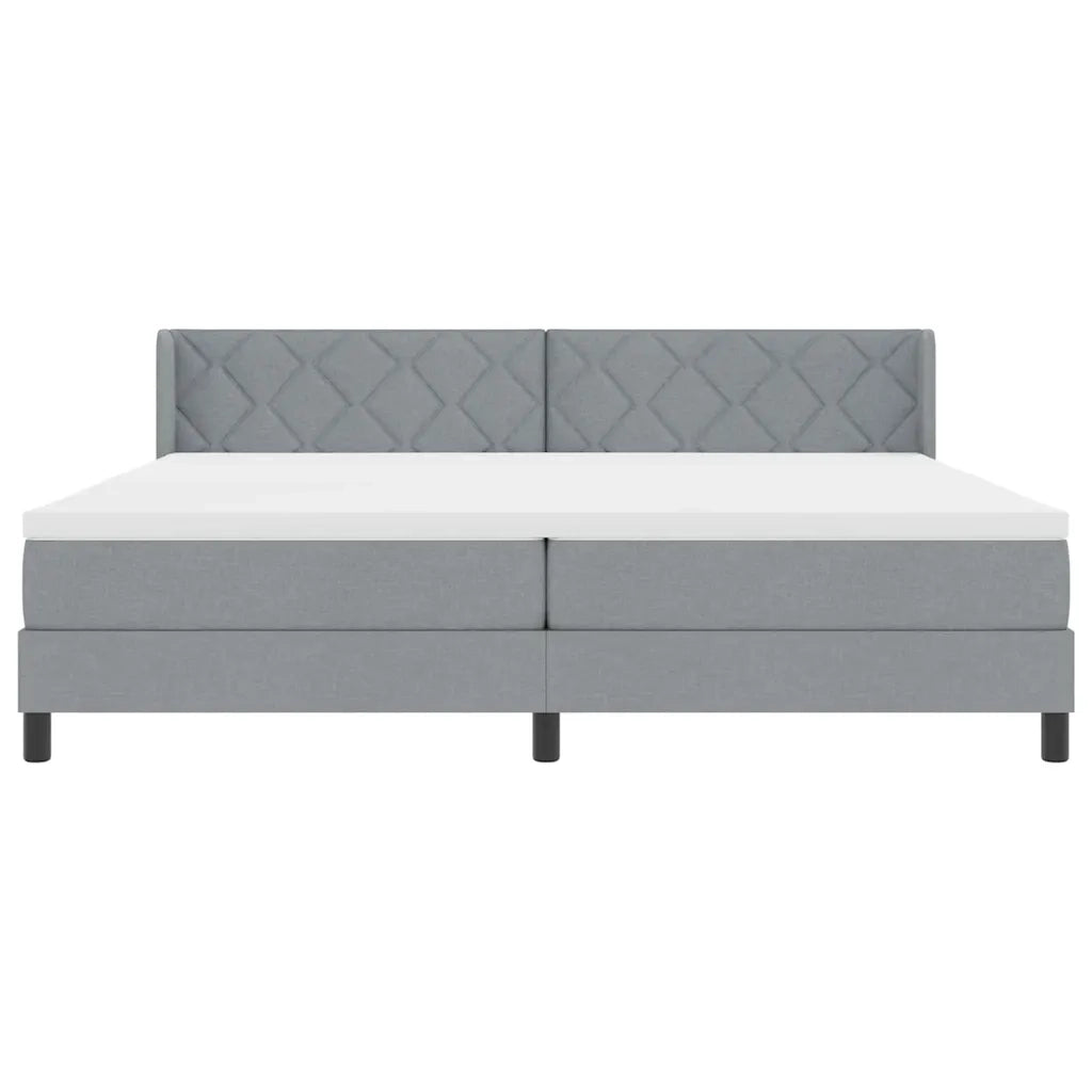 Letto a molle con testiera Grigio chiaro 200 x 200 cm Tessuto 3341188